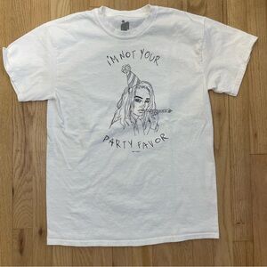 Billie Eilish Tee Small Not Your Party Favor White Music Pop T-Shirt Singer OBST